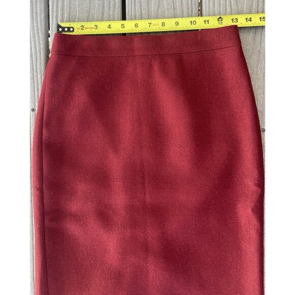 J.Crew No. 2 Pencil Skirt Wool 100% Red Wine Size 00 Rich Jewel Tone Preppy - Picture 7 of 12